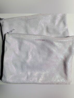 Set of 2 Tracey Tanner Iridescent Shimmer Zipper Pouches - Light Lavender/Silver